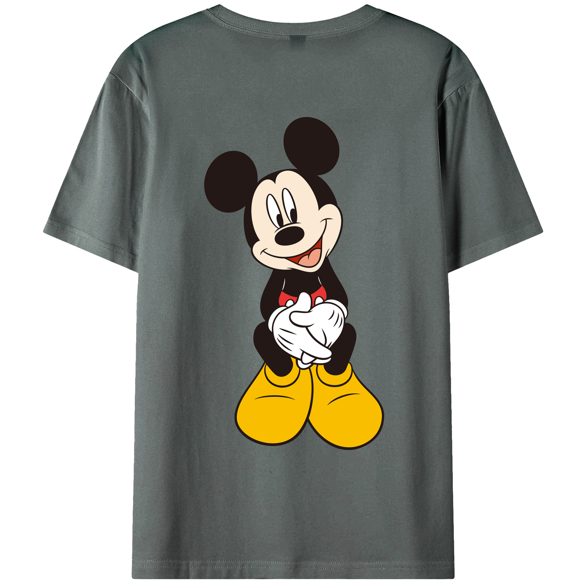 ミッキーマウス Mickey Mouse 綿100％ メンズ半袖Tシャツ（バックプリント） 通気性